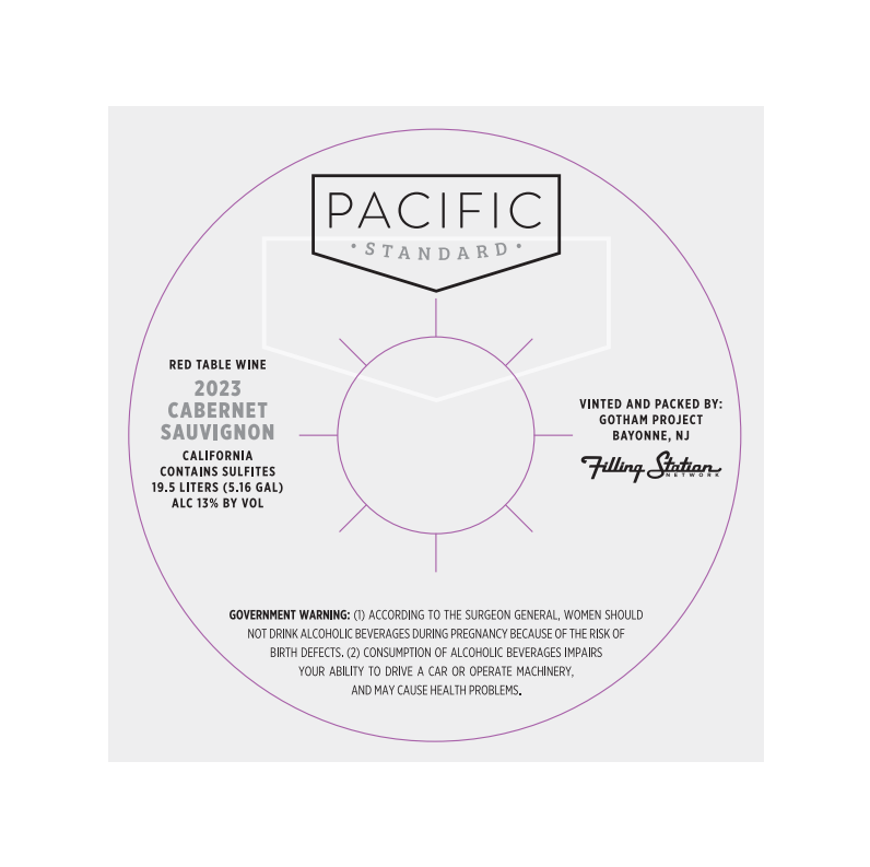 TABC label artwork for Pacific Standard Cabernet Sauvignon, 'California', Gotham Project