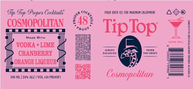 TABC label artwork for TIP TOP PROPER COCKTAILS COSMOPOLITAN