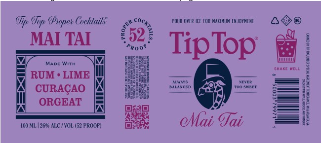 TABC label artwork for TIP TOP PROPER COCKTAILS MAI TAI