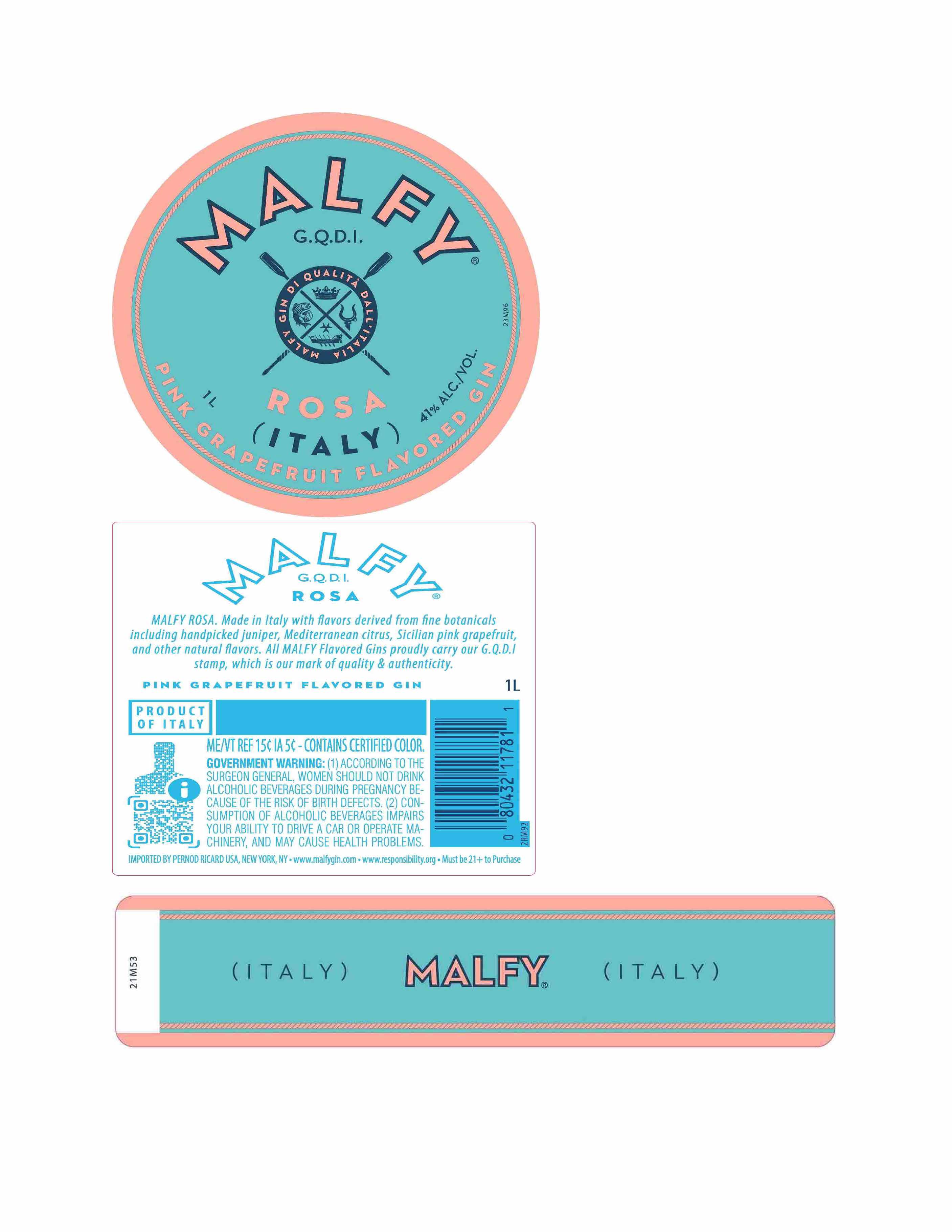 TABC label artwork for Malfy Rosa Pink