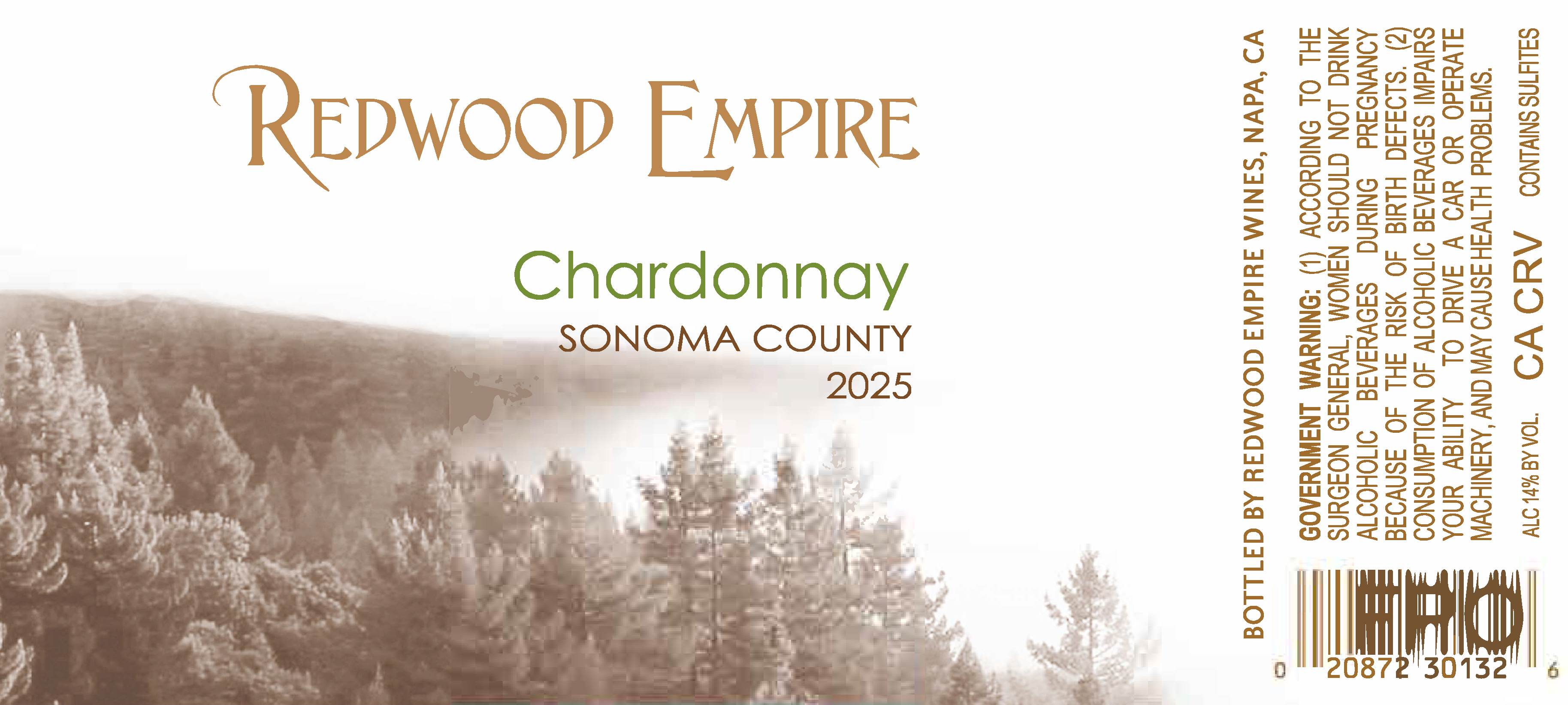 TABC label artwork for Redwood Empire Chardonnay Sonoma County