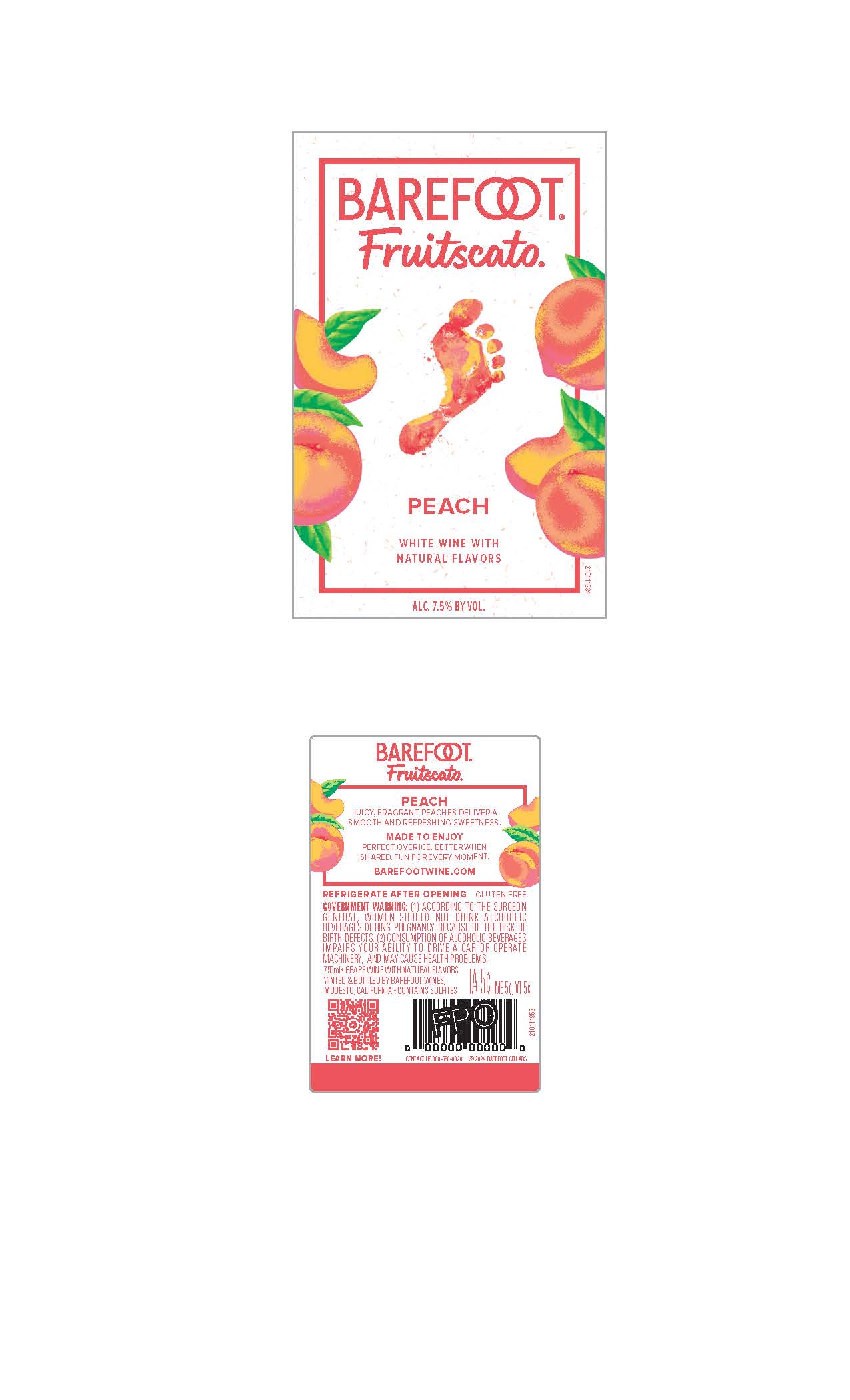 TABC label artwork for Barefoot Peach