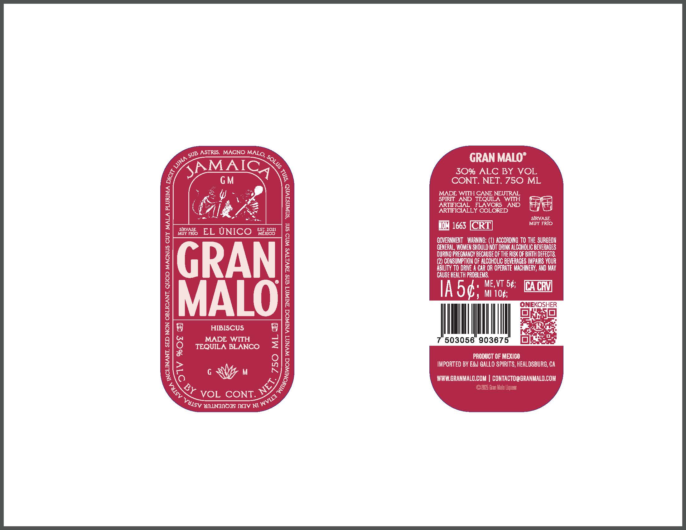 TABC label artwork for Gran Malo Jamaica Hibiscus