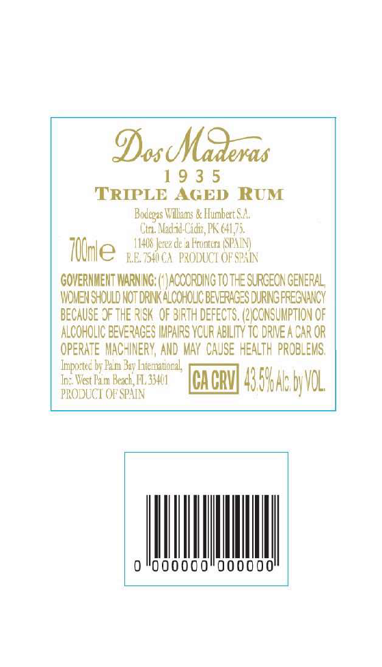 TABC label artwork for DOS MADERAS 1935