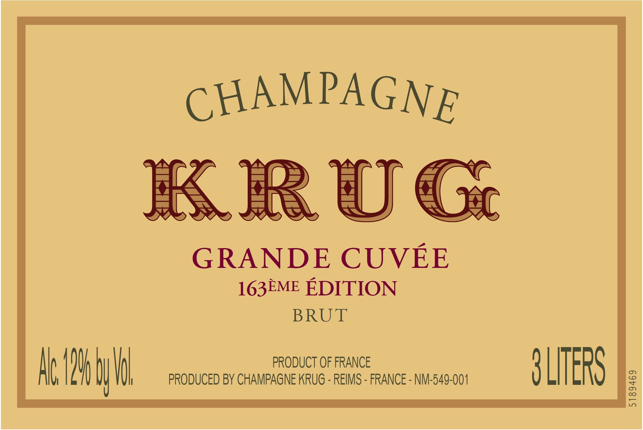 TABC label artwork for KRUG GRANDE CUVEE 163RD ED