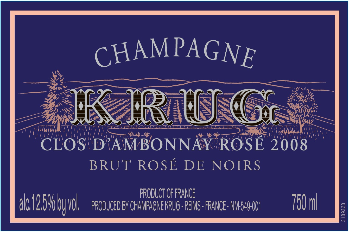 TABC label artwork for KRUG CLOS D'AMBONNAY ROSE 2008