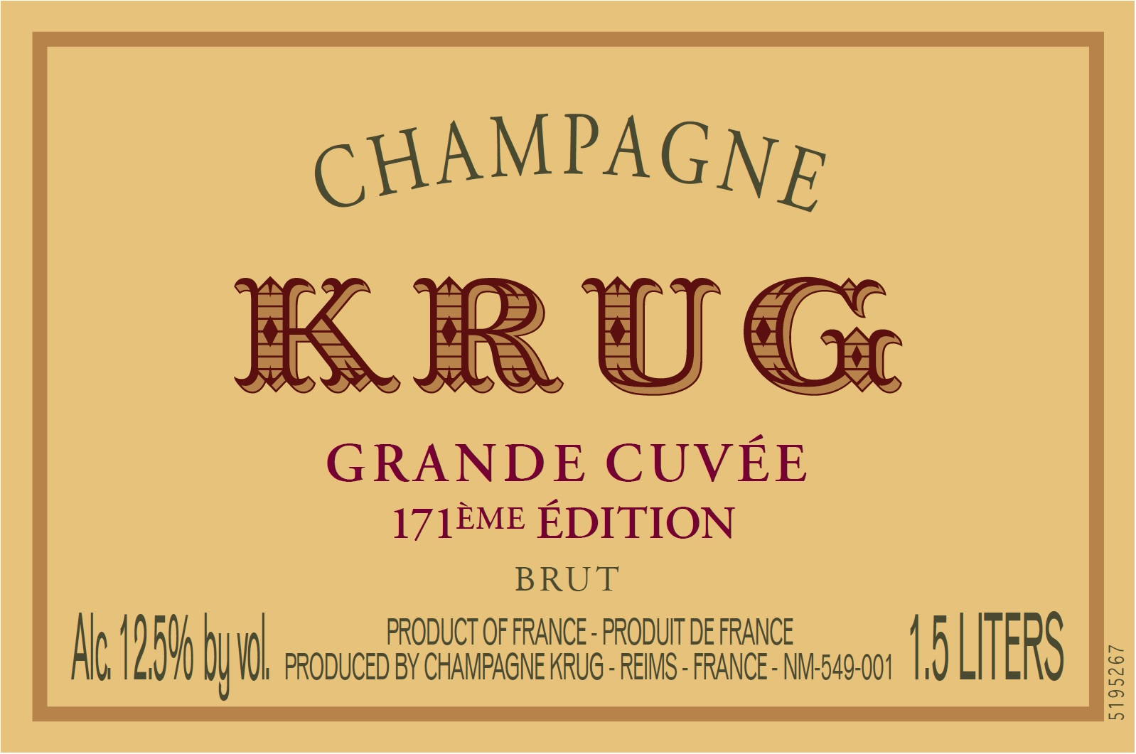 TABC label artwork for KRUG GRANDE CUVEE 171ST ED
