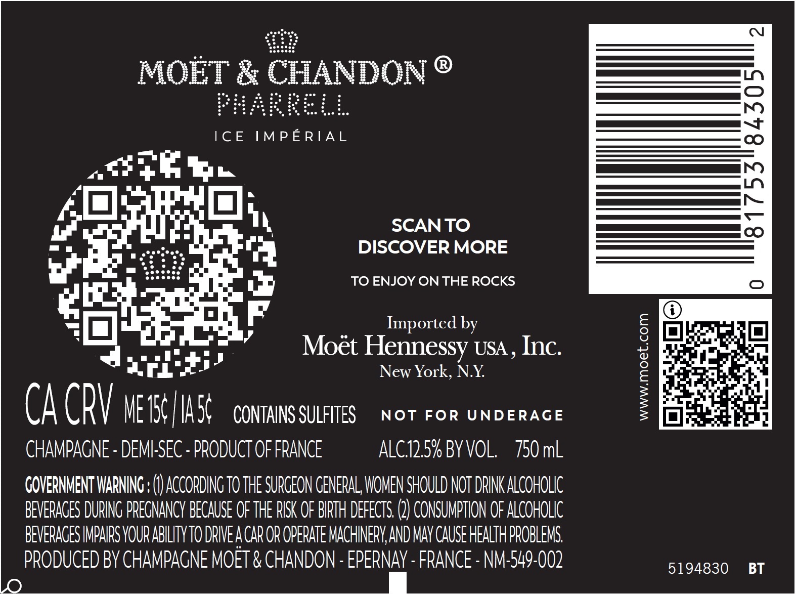 TABC label artwork for MOET & CHANDON ICE IMPERIAL PHARRELL WILLIAMS LE