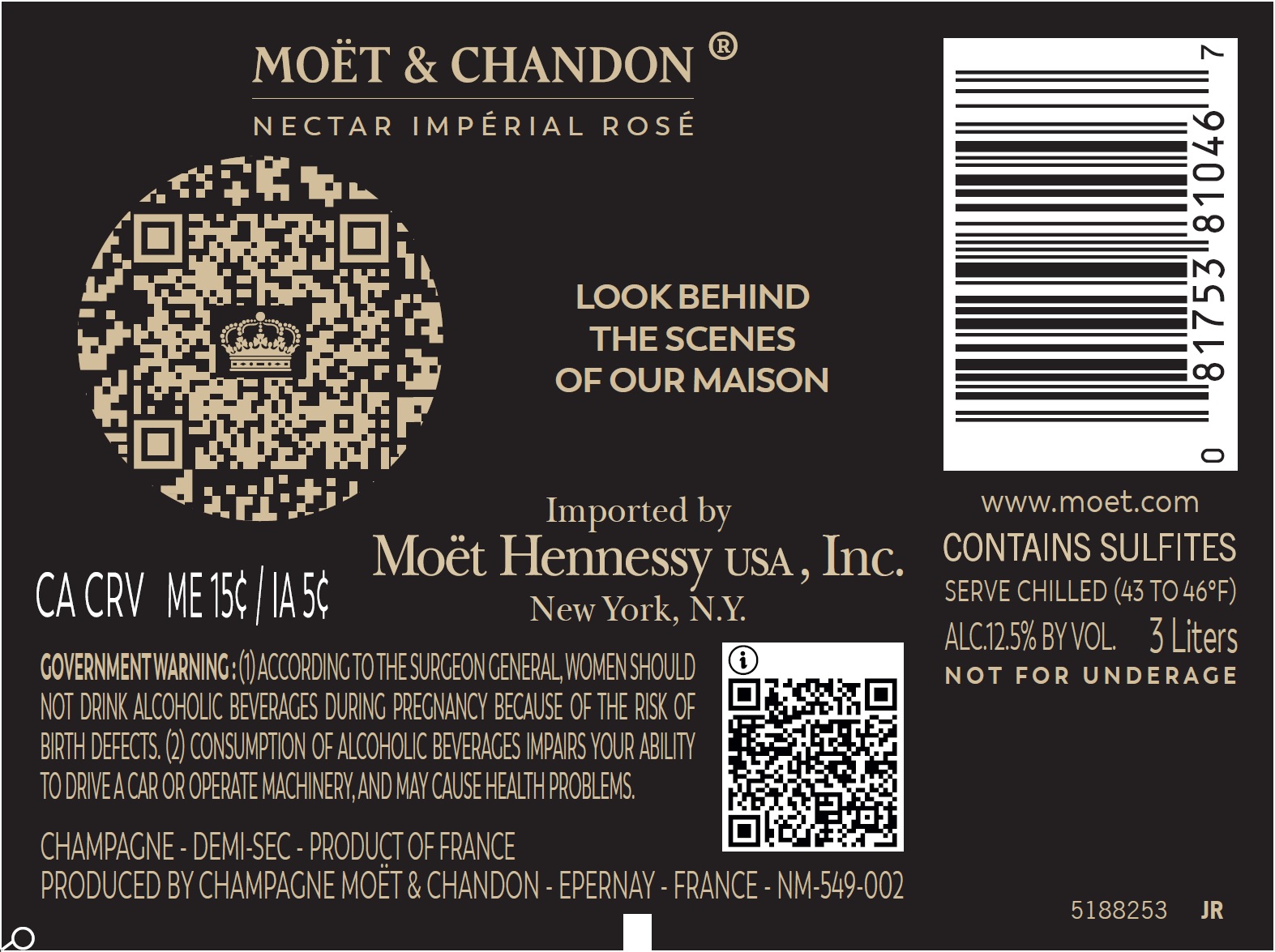 TABC label artwork for MOET & CHANDON NECTAR IMPERIAL ROSE 3L WOODEN CASE