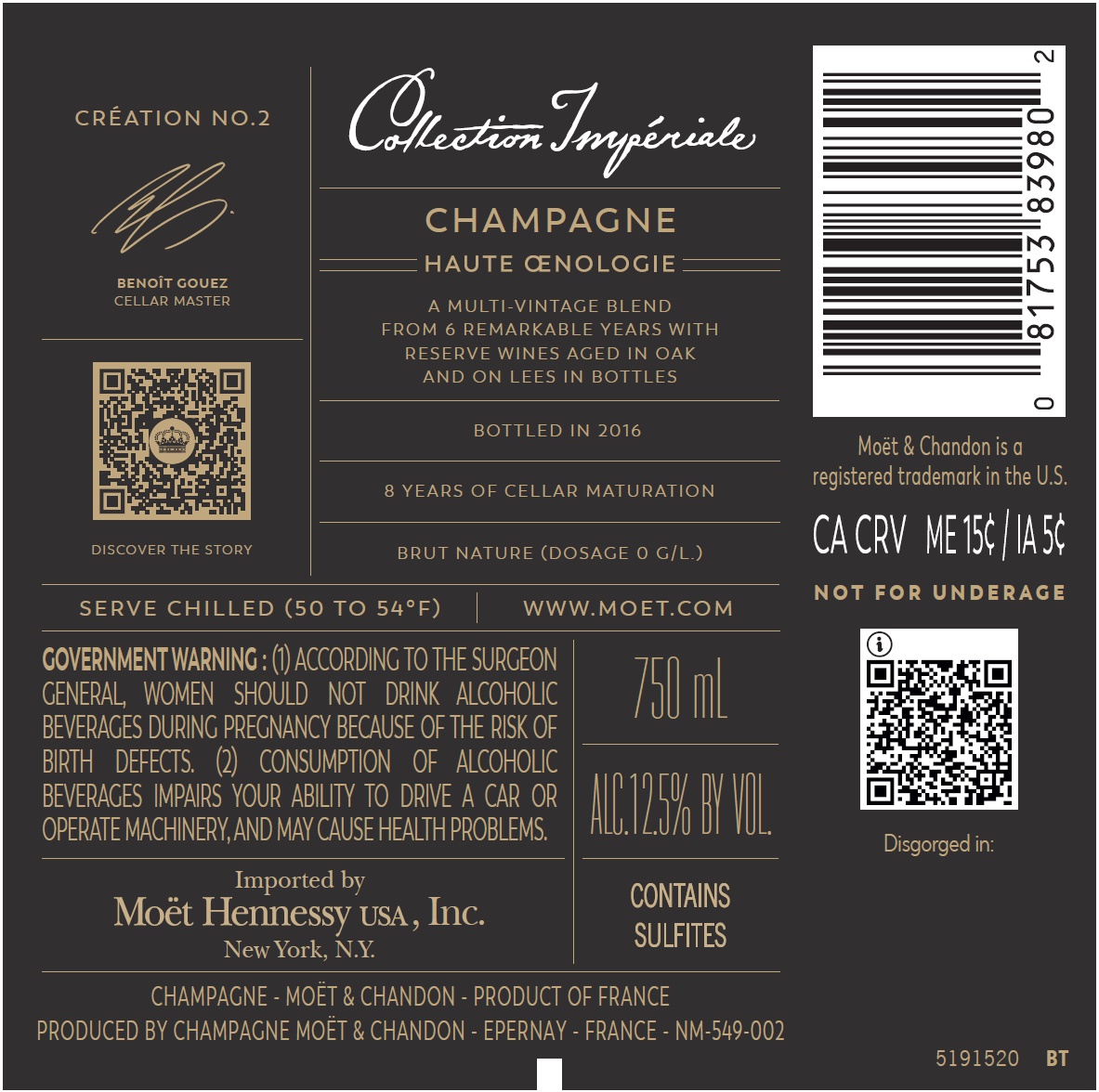 TABC label artwork for MOET & CHANDON COLLECTION IMPERIALE NO. 2