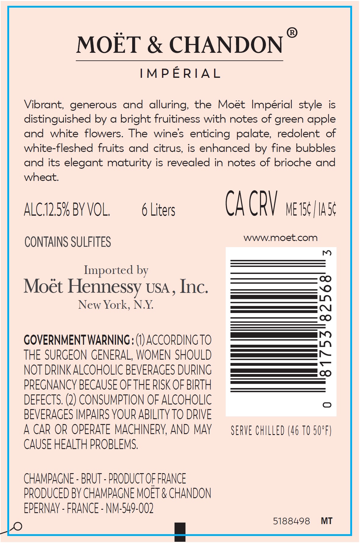 TABC label artwork for MOET & CHANDON Imperial Brut 6L Gold Diamond LUMINOUS