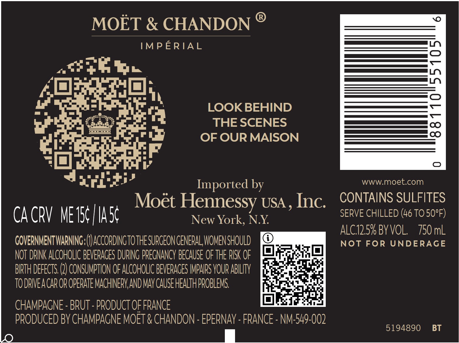 TABC label artwork for MOET & CHANDON IMPERIAL BRUT LUMINOUS - NEW