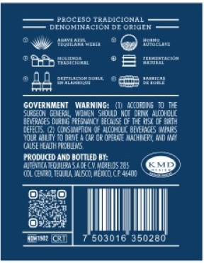 TABC label artwork for TIERRAS AUTENTICAS DE JALISCO REPOSADO