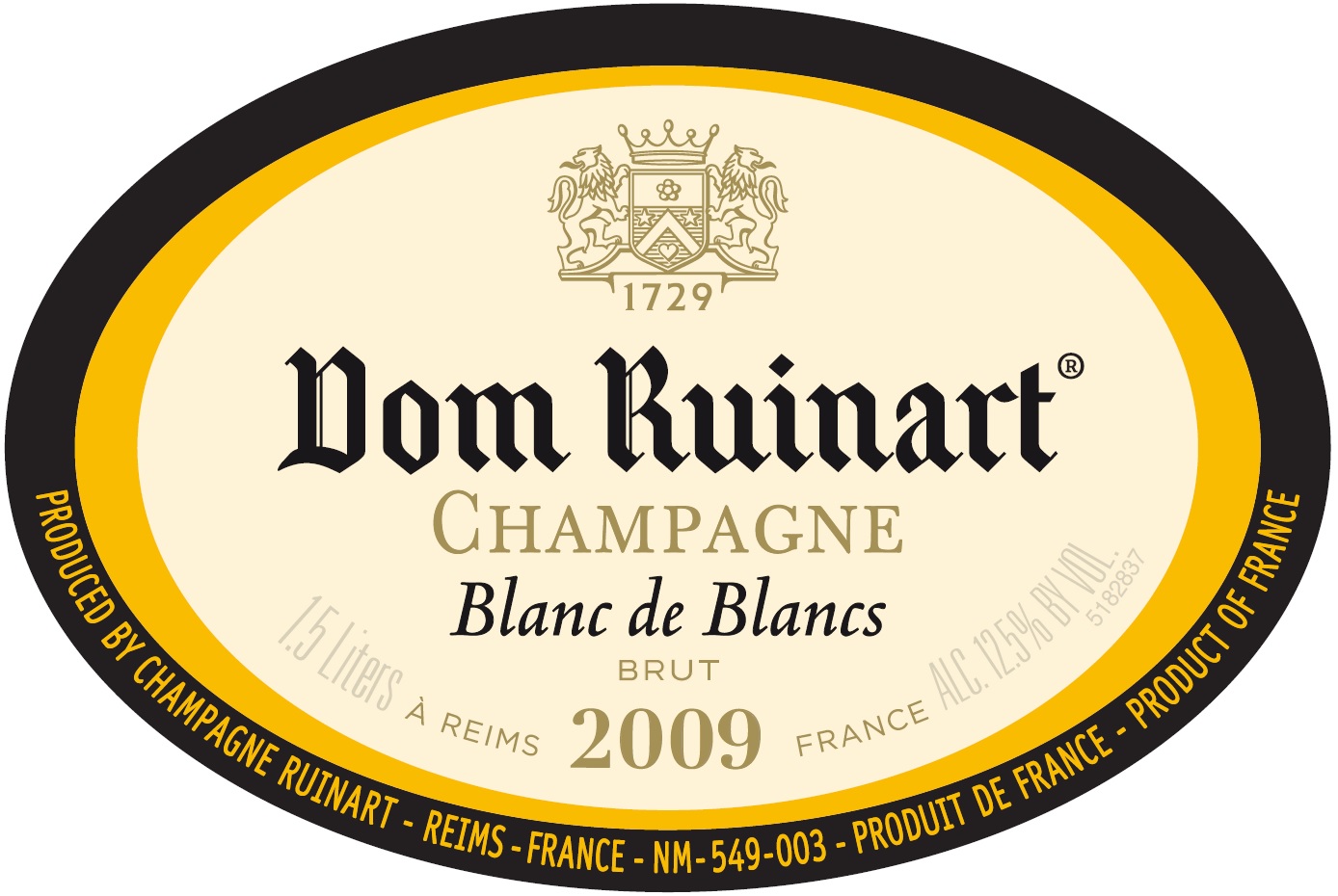 TABC label artwork for DOM RUINART BLANC DE BLANCS 2009 1.5L
