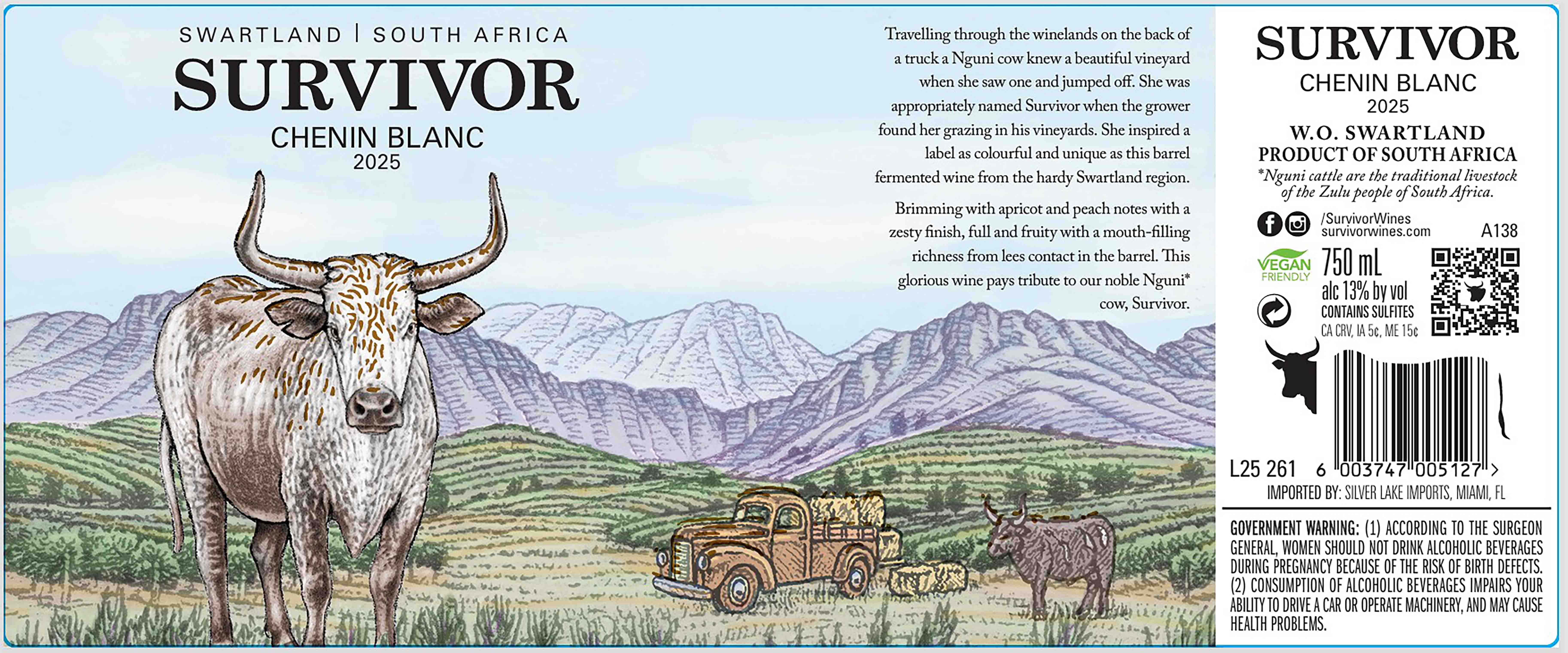 TABC label artwork for Survivor Chenin Blanc 2025