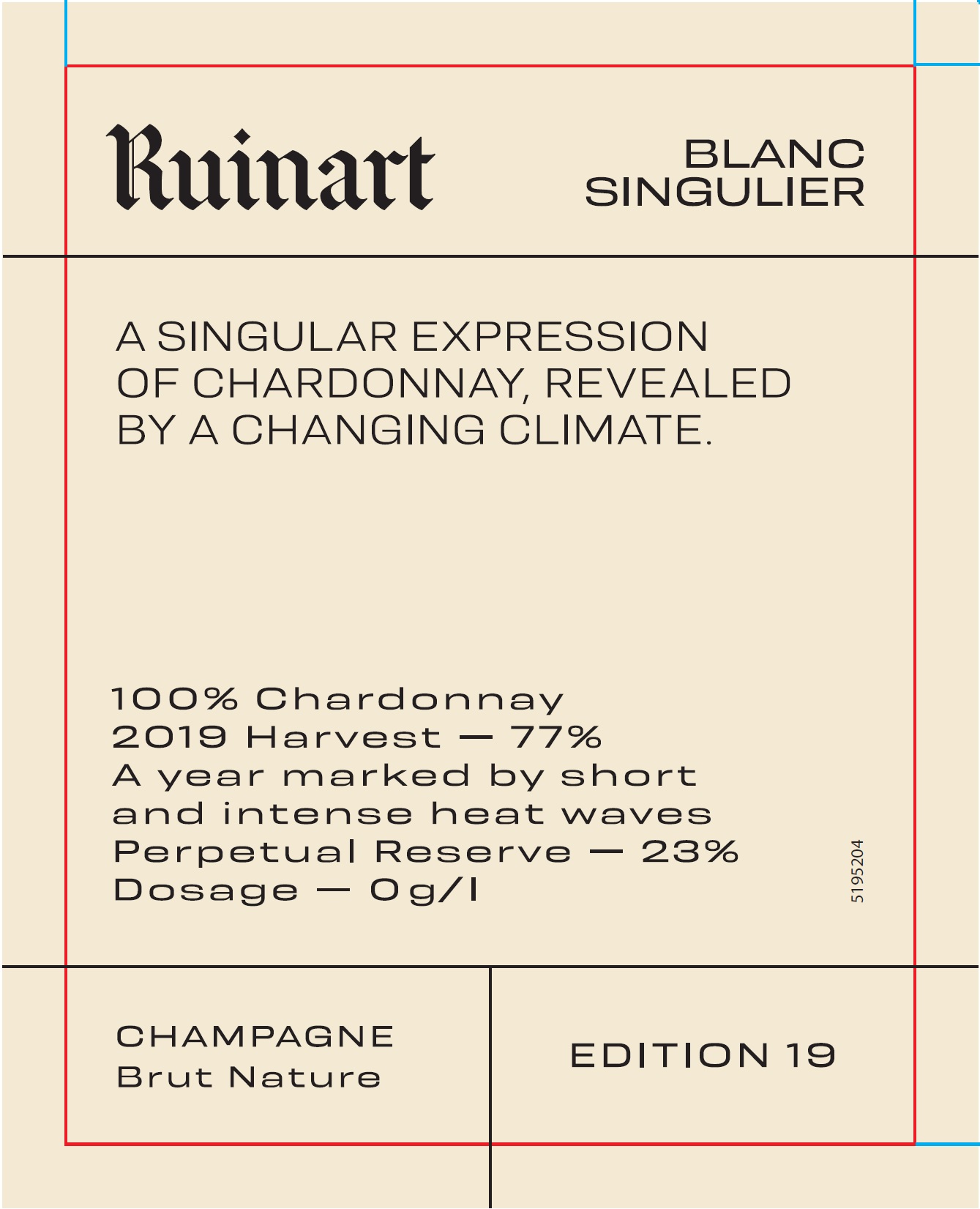 TABC label artwork for RUINART BLANC SINGULAR EDITION 19 1.5L