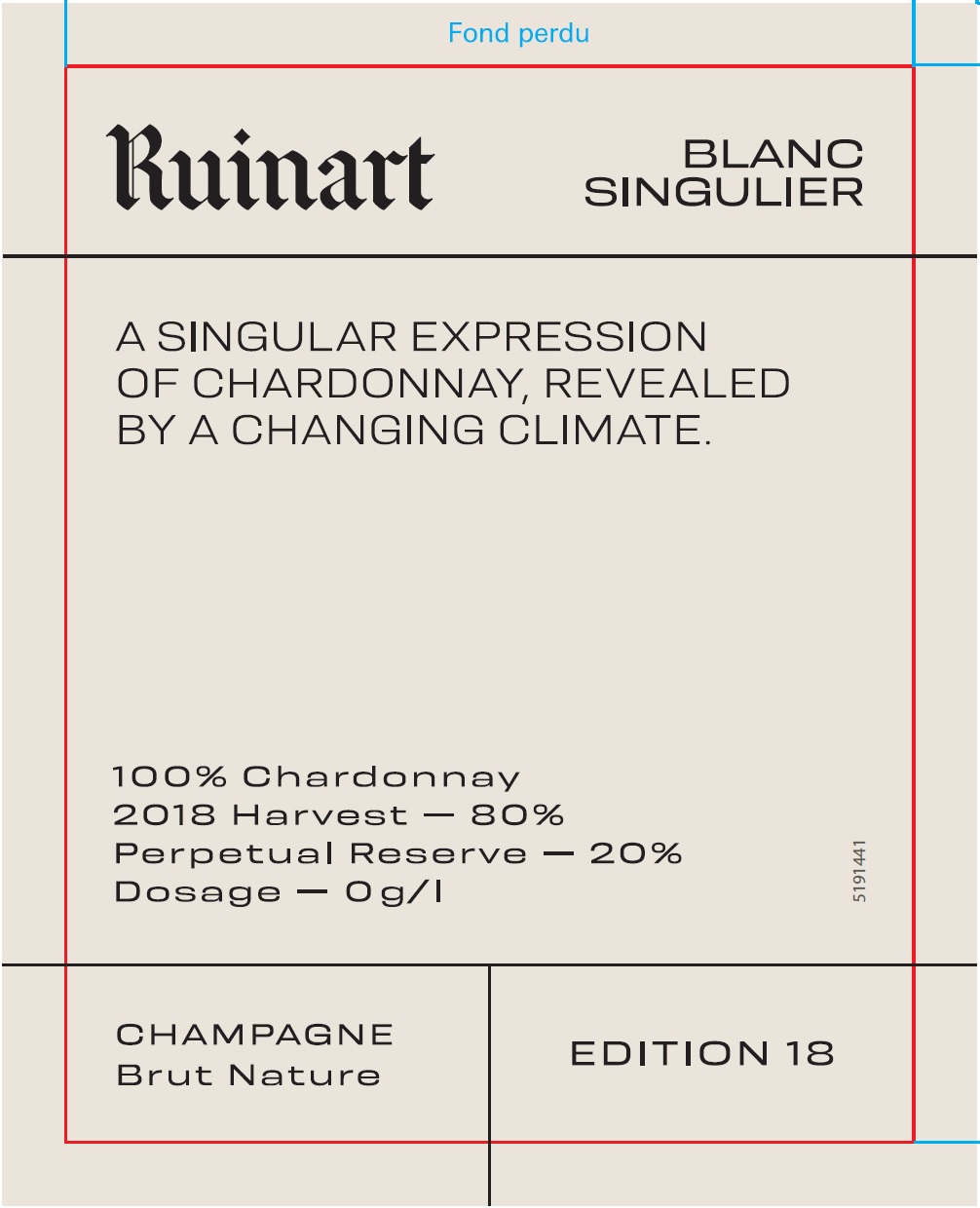 TABC label artwork for RUINART BLANC SINGULIER 18TH EDITION 1.5L