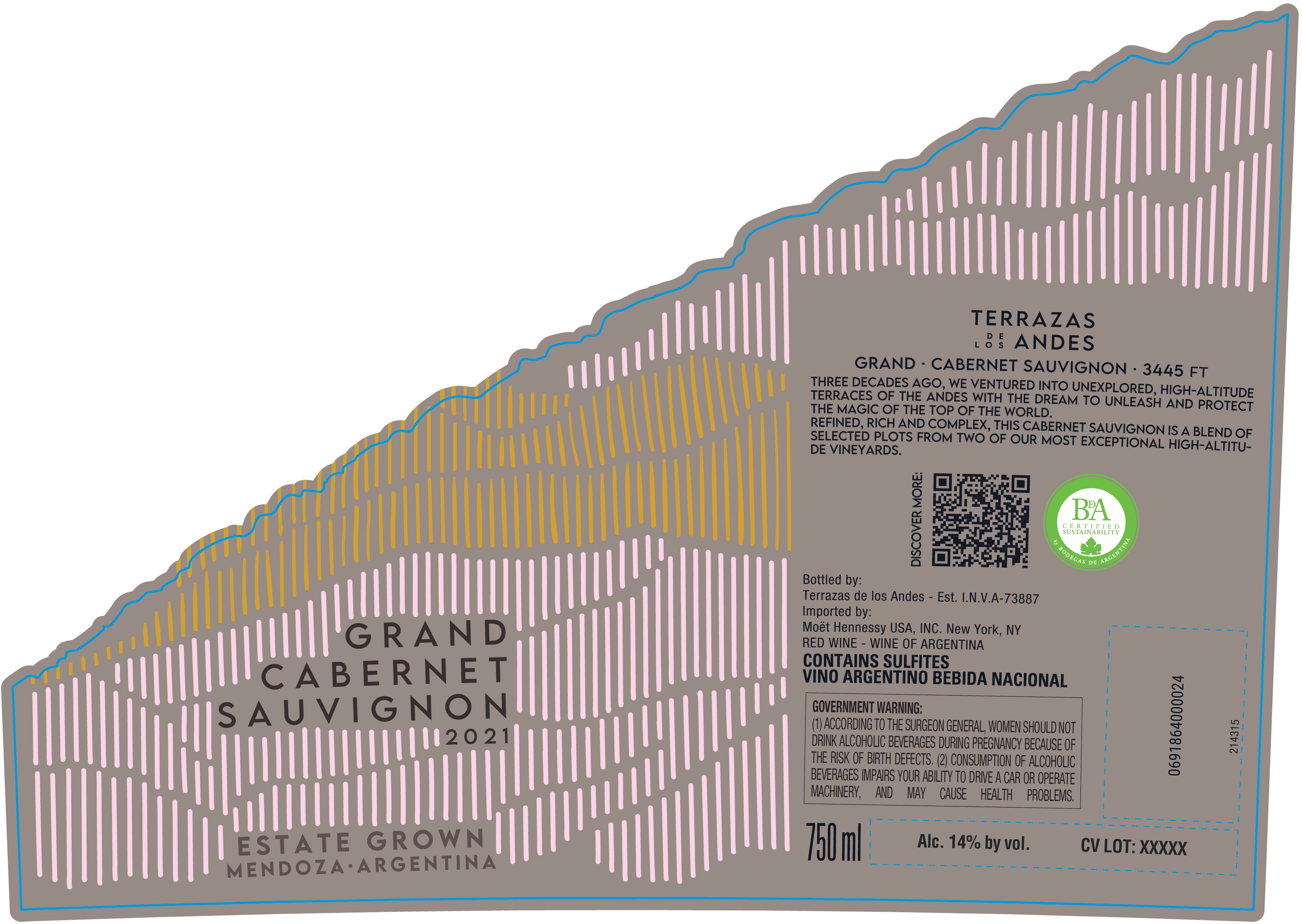 TABC label artwork for TERRAZAS DE LOS ANDES GRAND CABERNET SAUVIGNON