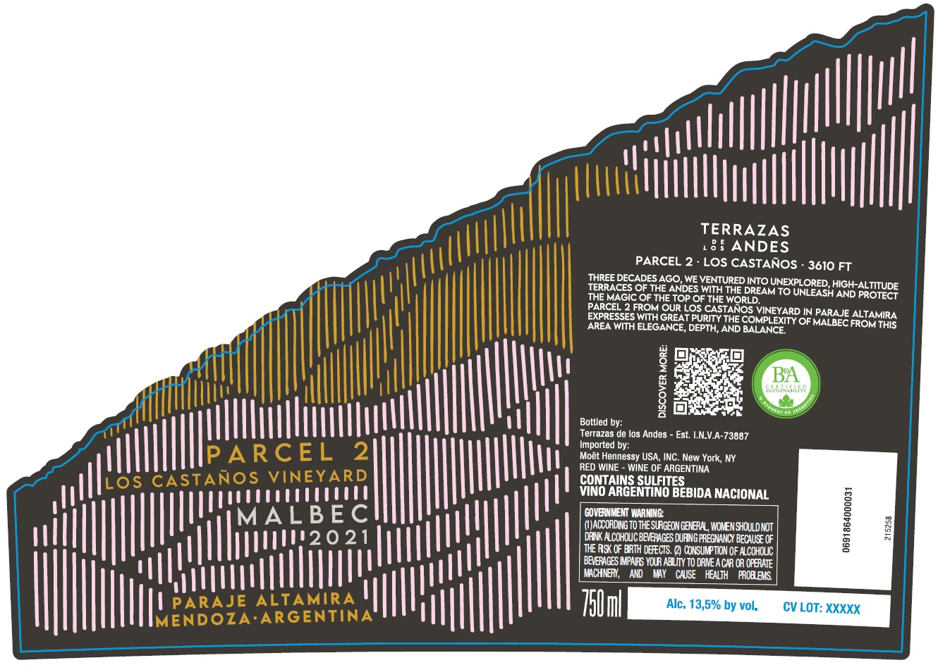TABC label artwork for TERRAZAS DE LOS ANDES SINGLE PARCEL MALBEC CASTANOS