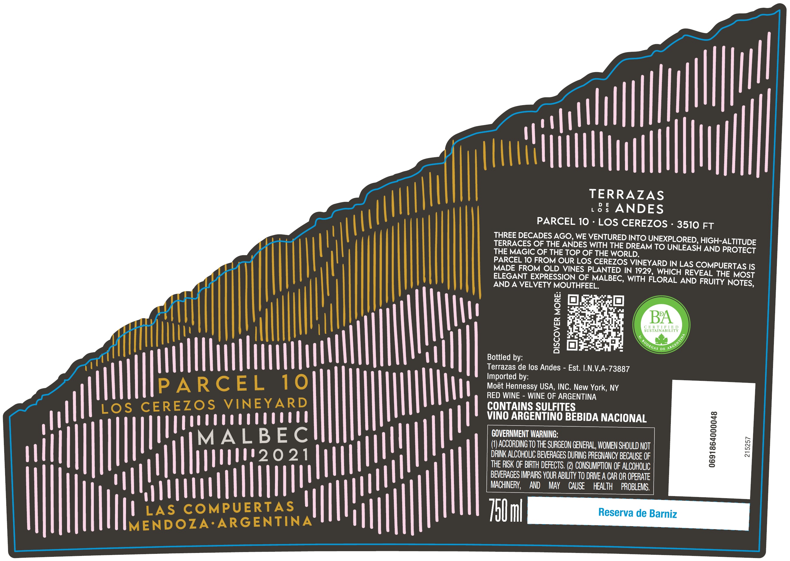 TABC label artwork for TERRAZAS DE LOS ANDES SINGLE PARCEL MALBEC CEREZOS PARCEL 10