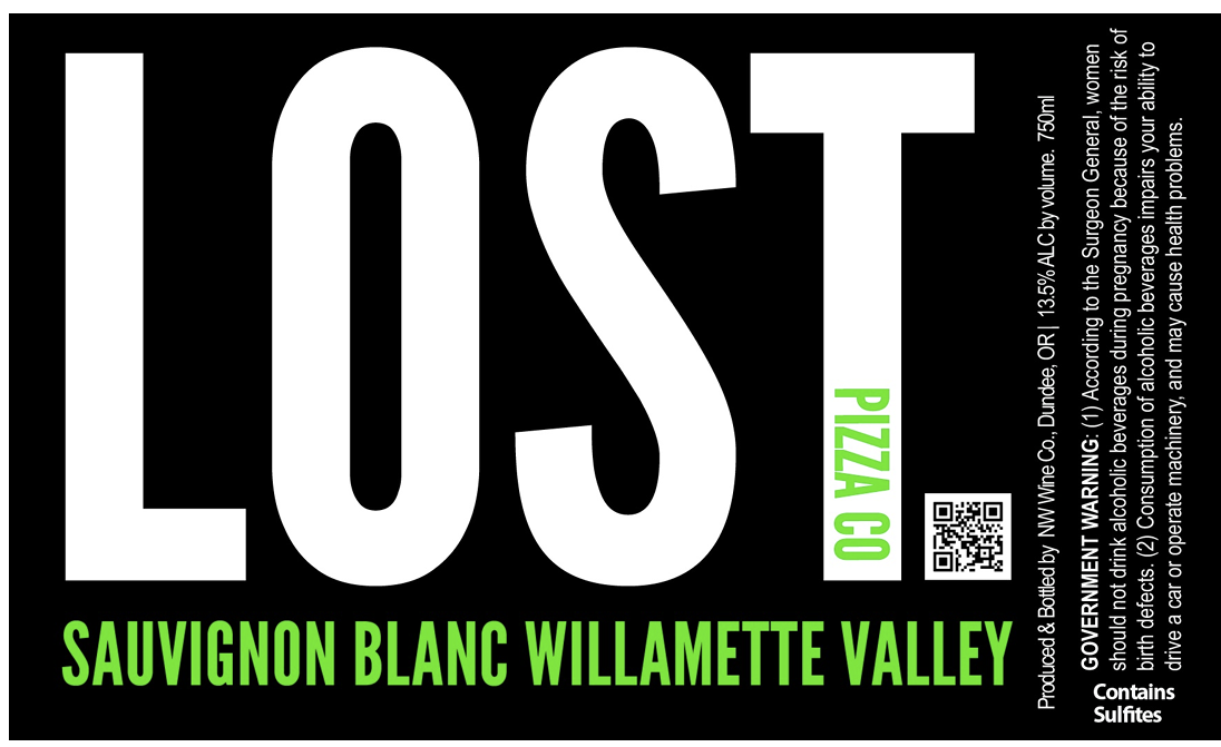 TABC label artwork for LOST PIZZA CO SAUVIGNON BLANC WILLAMETTE VALLEY