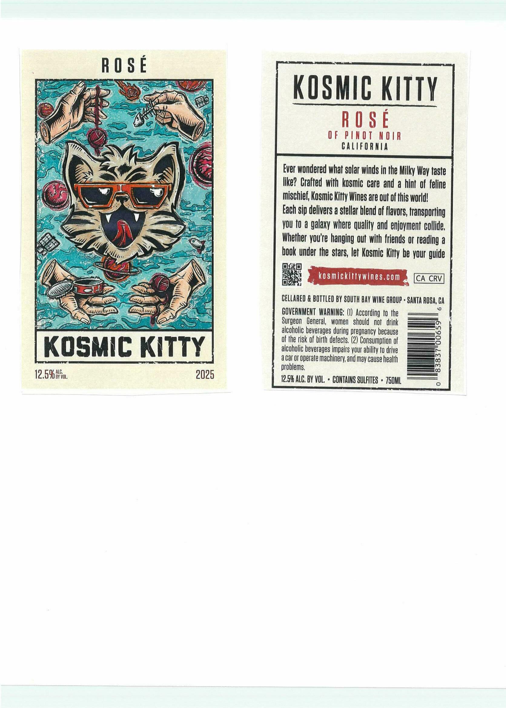 TABC label artwork for Kosmic Kitty Rose California