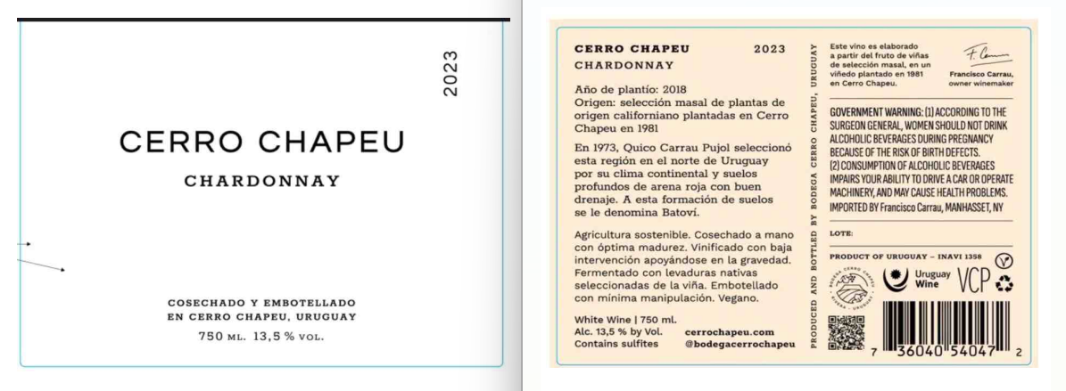 TABC label artwork for Cerro Chapeu Chardonnay