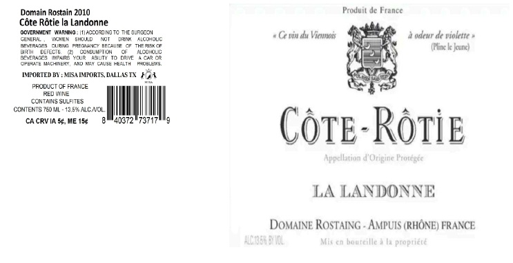 TABC label artwork for DOMAIN ROSTAIN LA LANDONNE