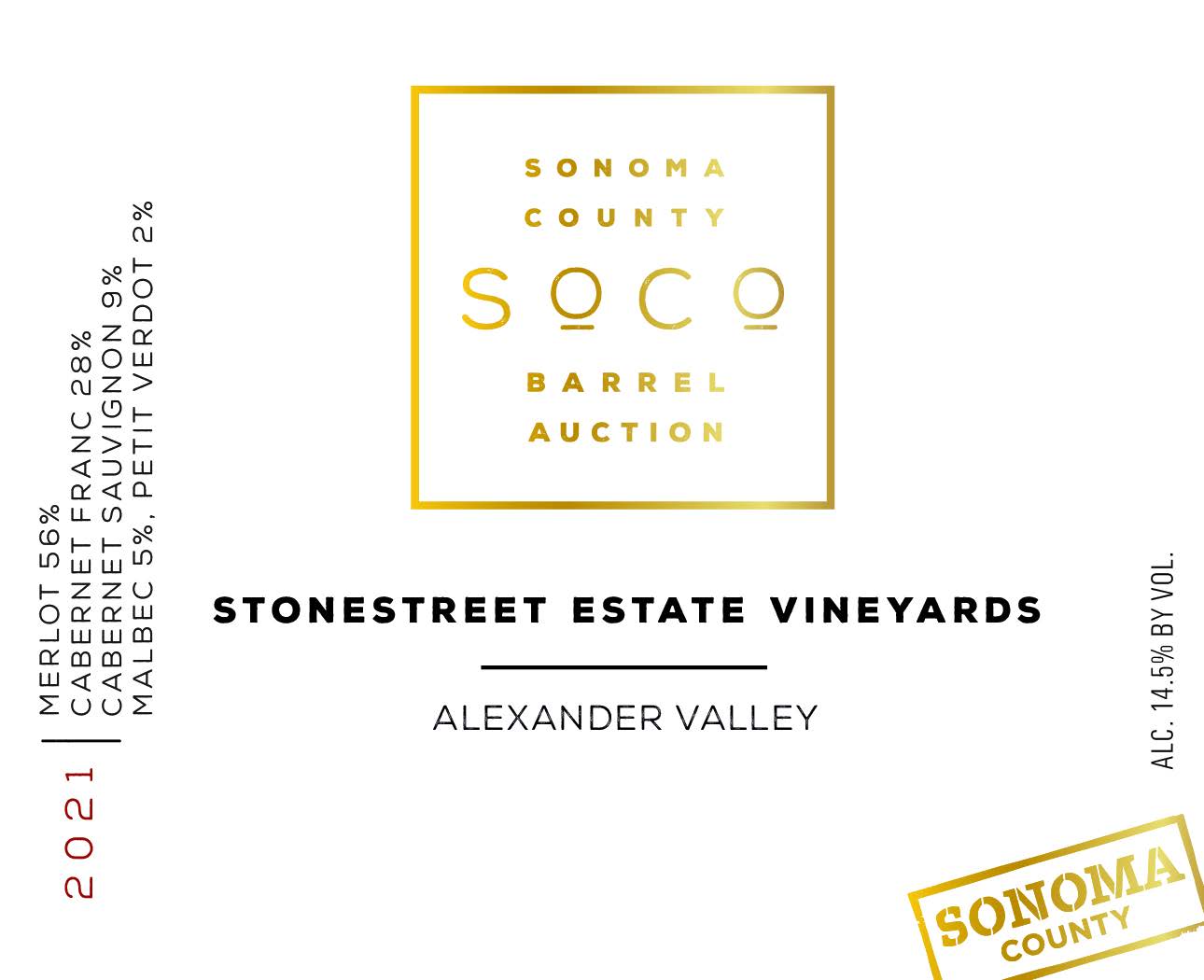 TABC label artwork for STONESTREET SO CO BARREL AUCTION THE PINNACLE