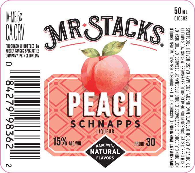 TABC label artwork for MR STACKS PEACH SCHNAPPS