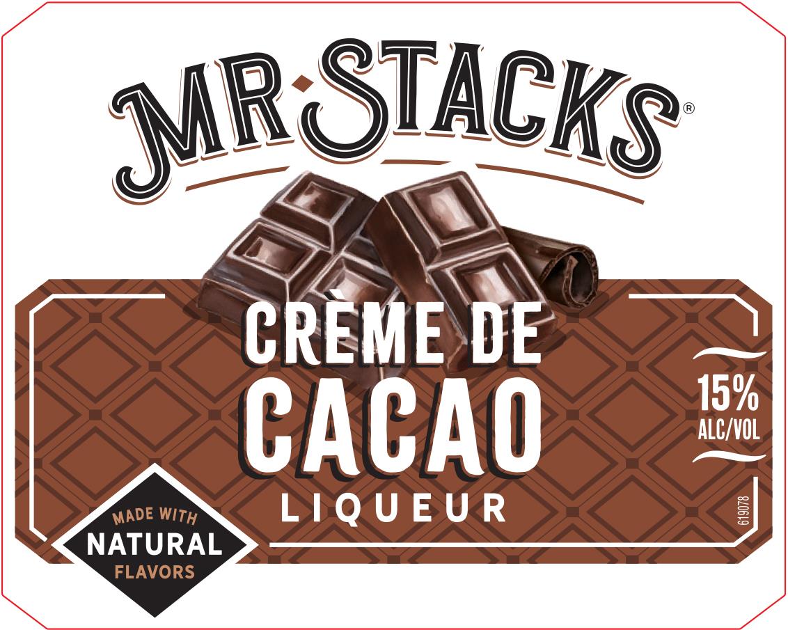 TABC label artwork for MR STACKS CREME DE CACAO LIQUEUR