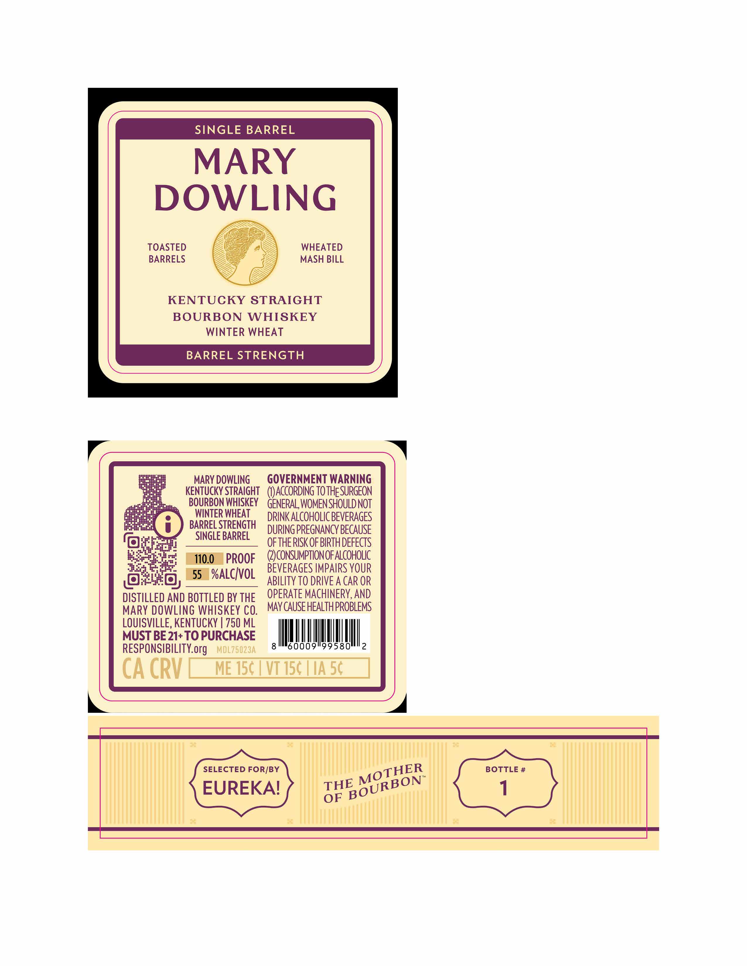 TABC label artwork for Mary Dowling Winter Wheat Barrel Strength