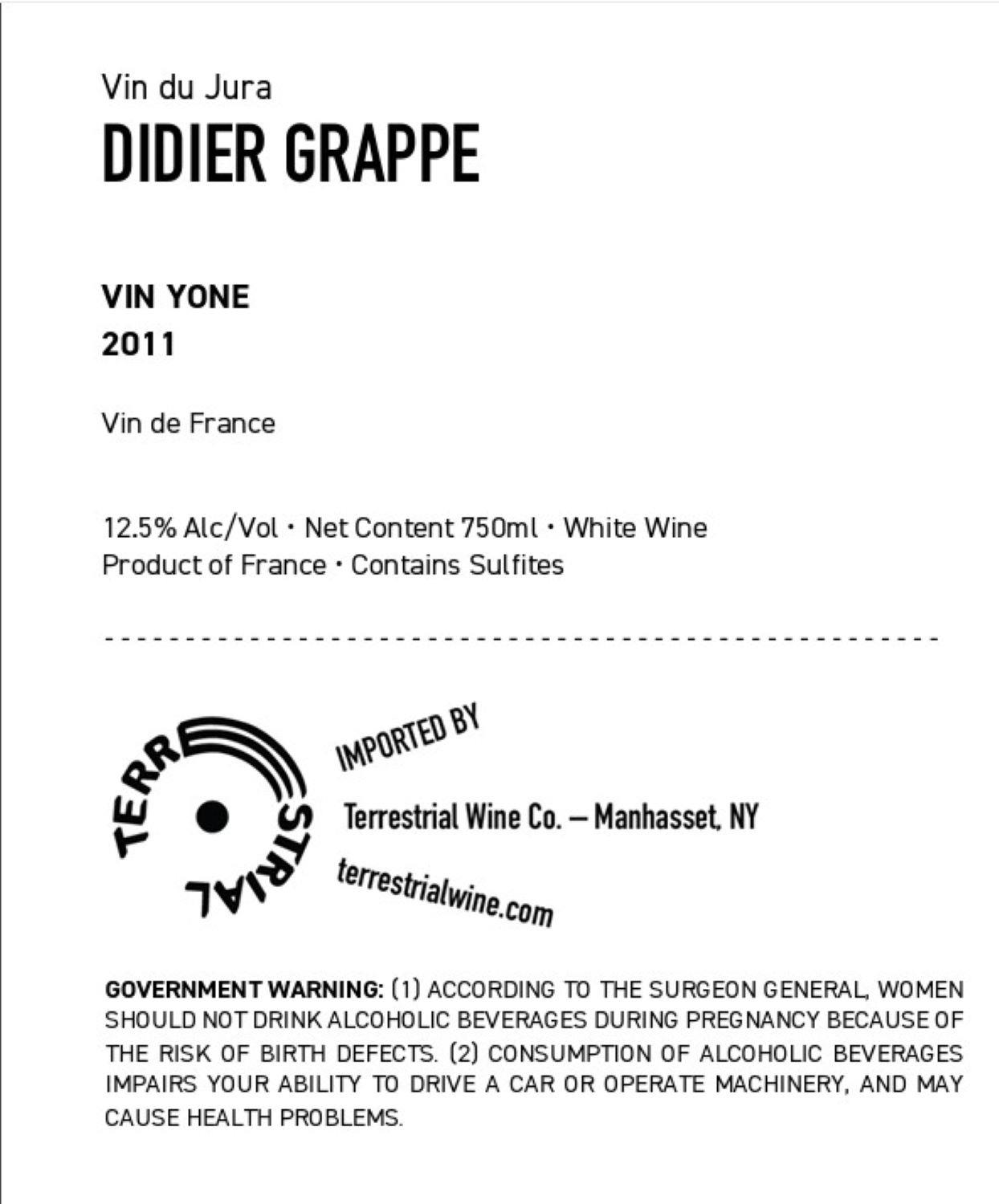 TABC label artwork for DIDIER GRAPPE VIN YONE