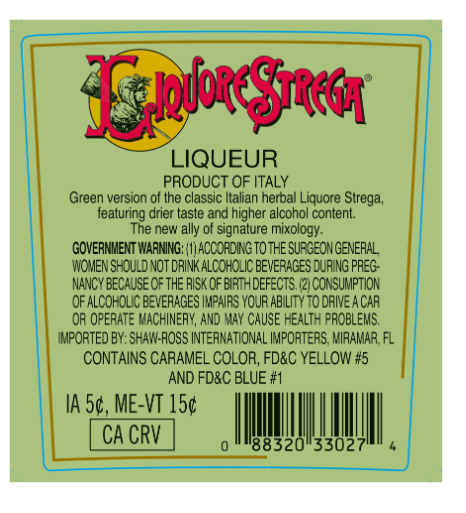 TABC label artwork for LIQUORE STREGA