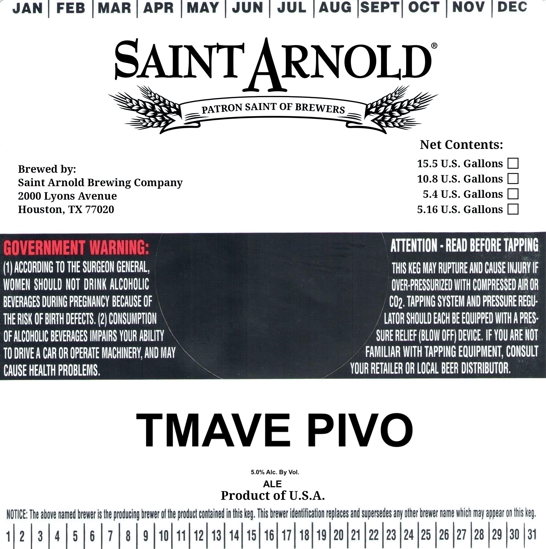 TABC label artwork for Tmave Pivo
