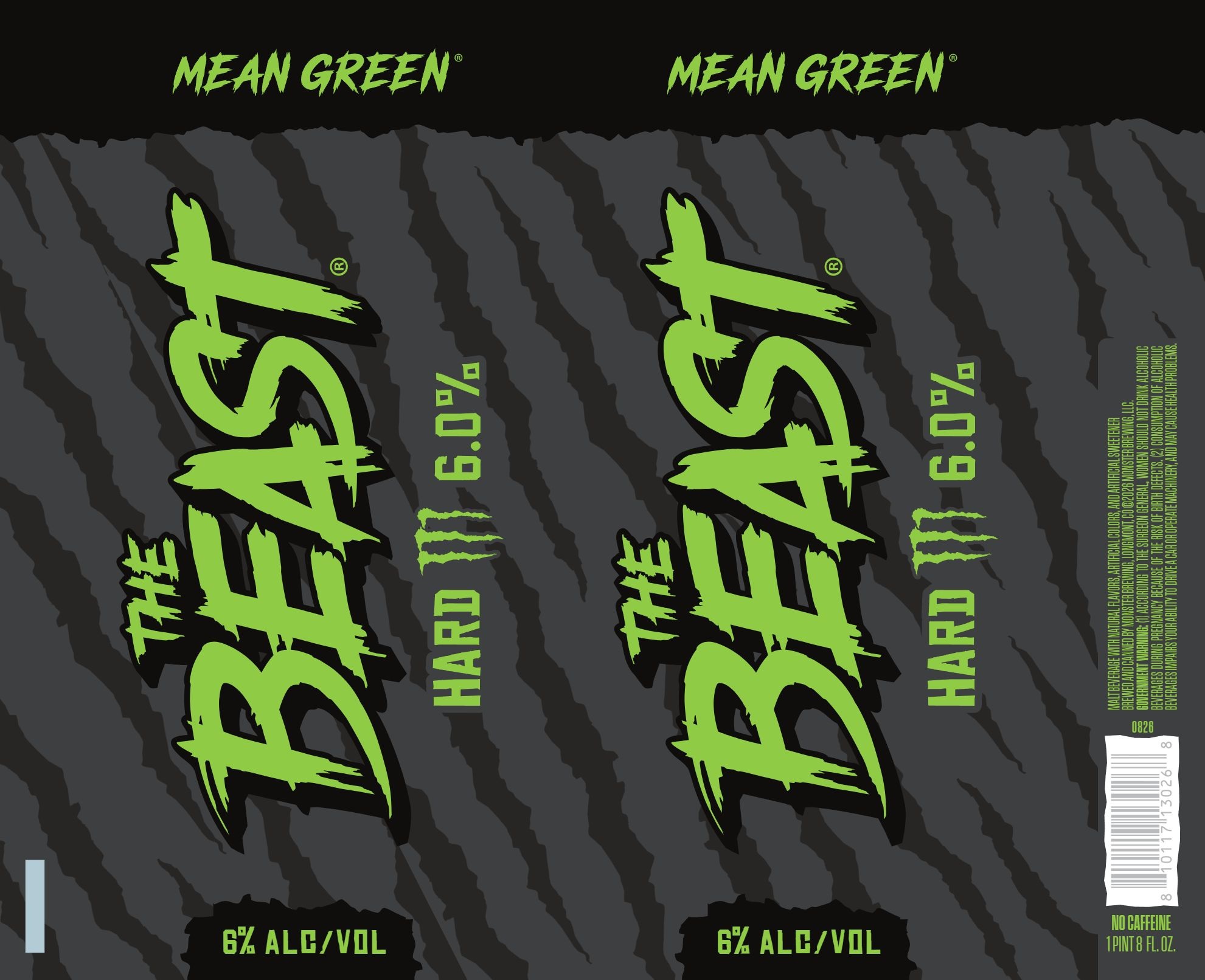 TABC label artwork for MONSTER BREWING THE BEAST MEAN GREEN