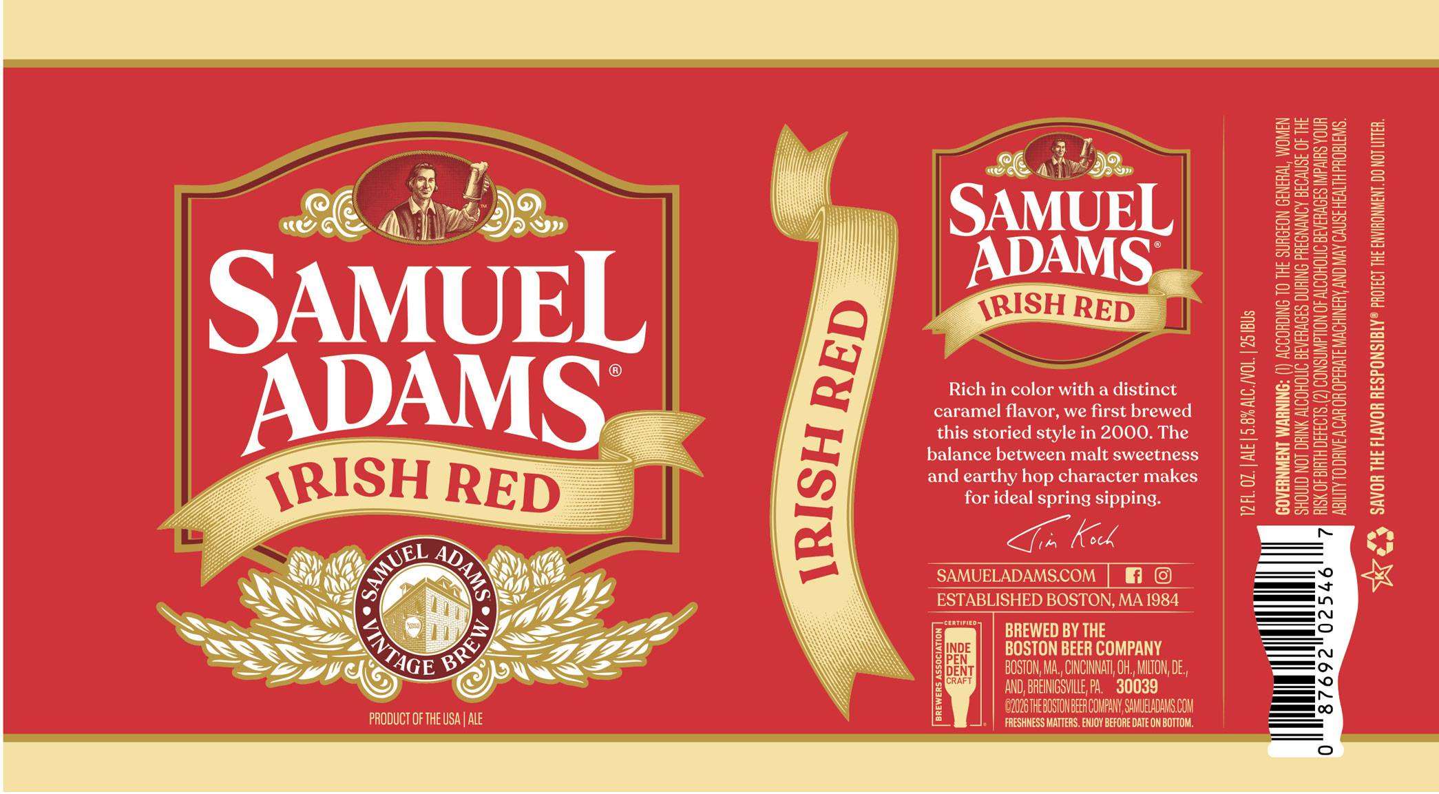 TABC label artwork for Samuel Adams Irish Red