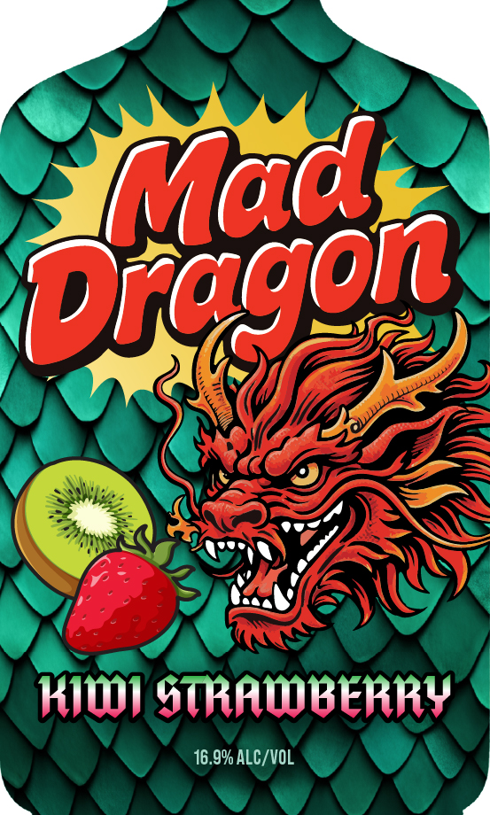TABC label artwork for Mad Dragon Kiwi Strawberry