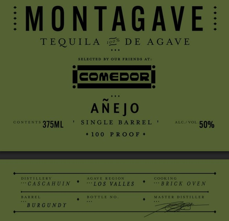 TABC label artwork for Montagave Tequila Anejo 100% De Agave