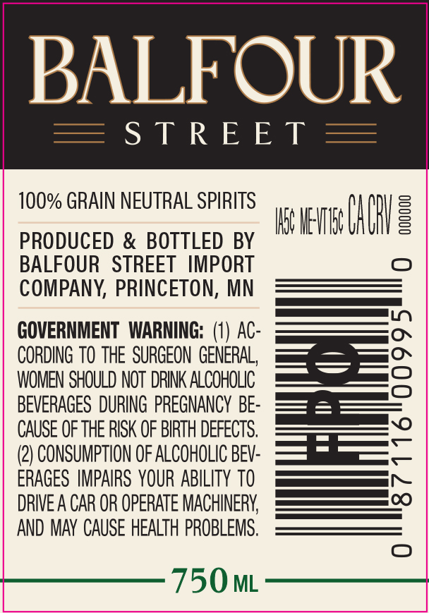 TABC label artwork for Balfour Street Gin