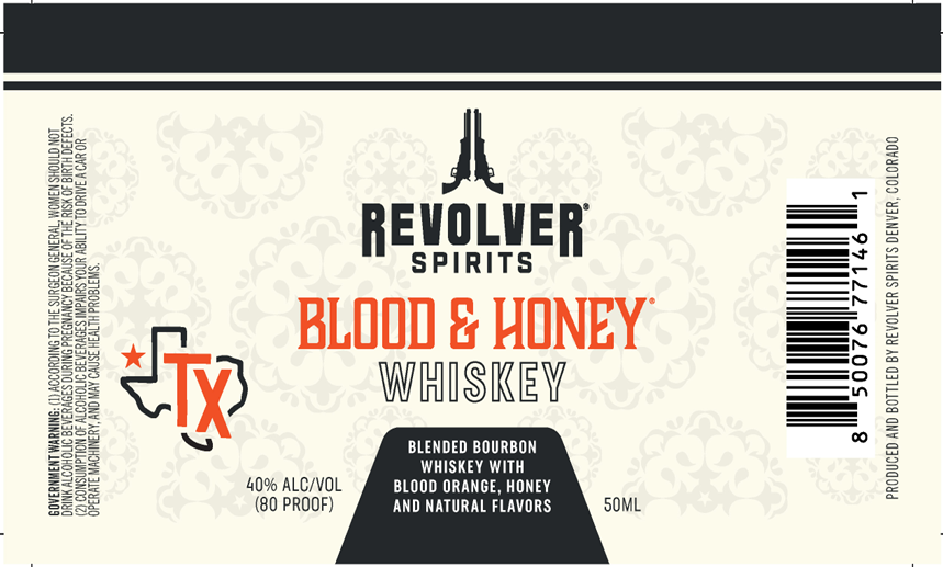 TABC label artwork for Revolver Spirits Blood & Honey Whiskey