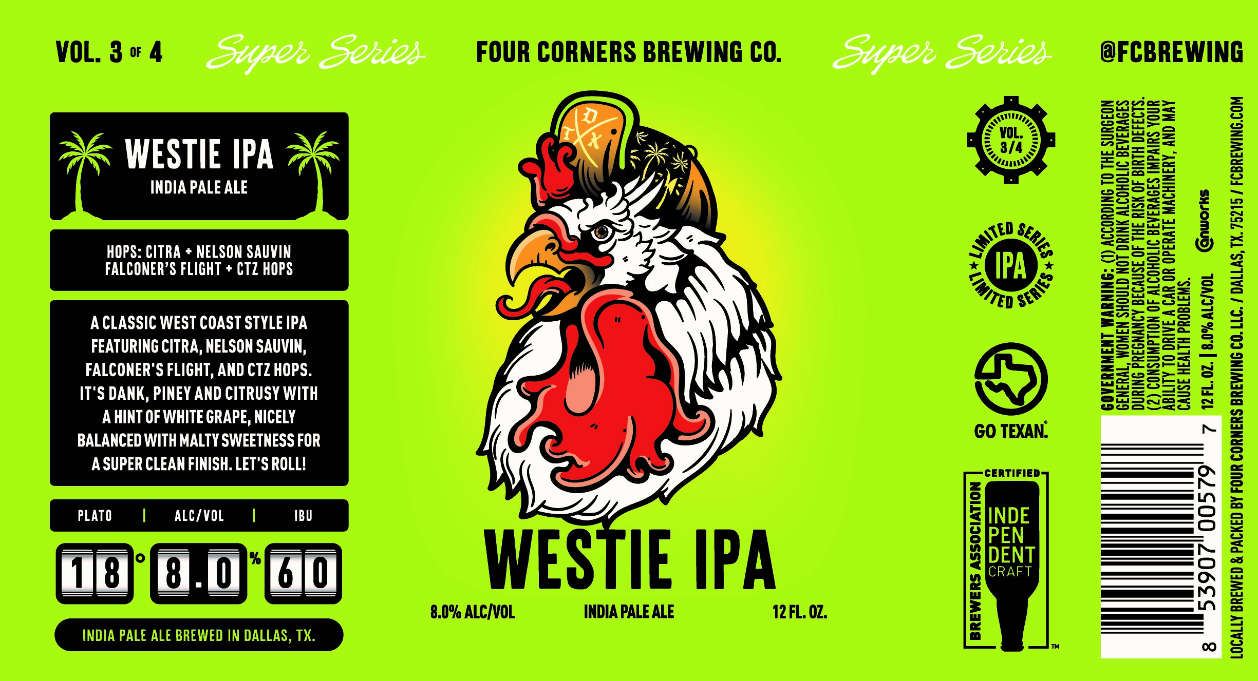 TABC label artwork for Westie IPA