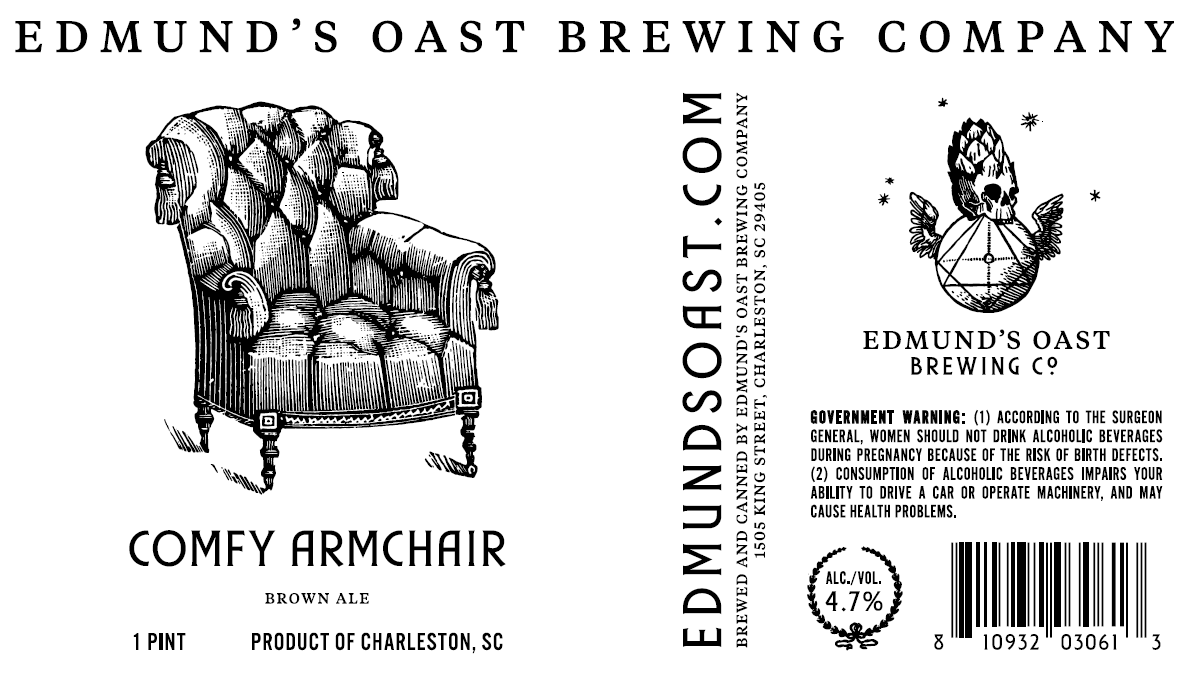 TABC label artwork for Edmund's Oast Brewing Co. Comfy Armchair