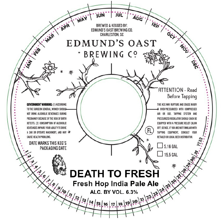 TABC label artwork for Edmund's Oast Brewing Co. Death to Fresh