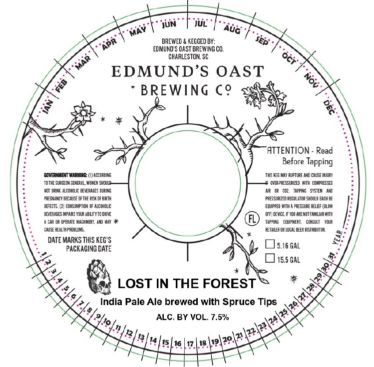 TABC label artwork for Edmund's Oast Brewing Co. Lost In The Forest
