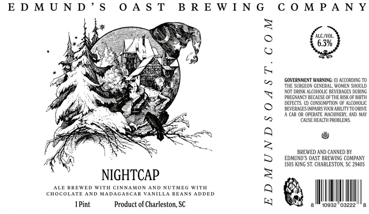TABC label artwork for Edmund's Oast Brewing Co. Nightcap