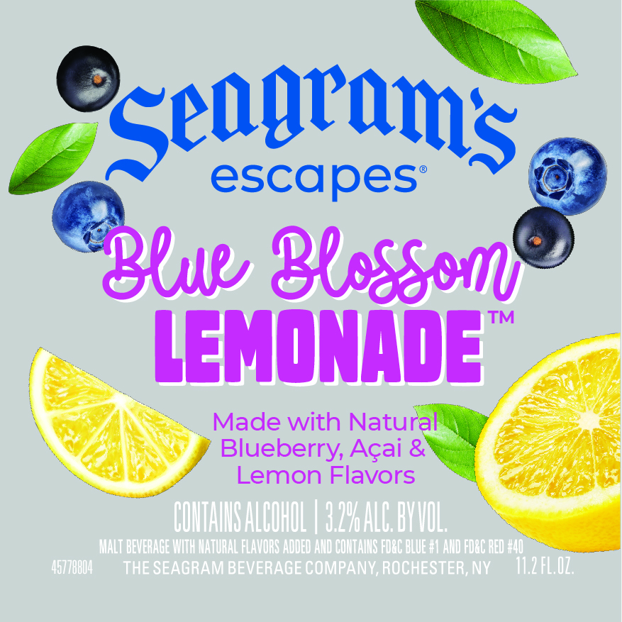 TABC label artwork for Seagram's Escapes Blue Blossom Lemonade 11.2 oz bottle 2026