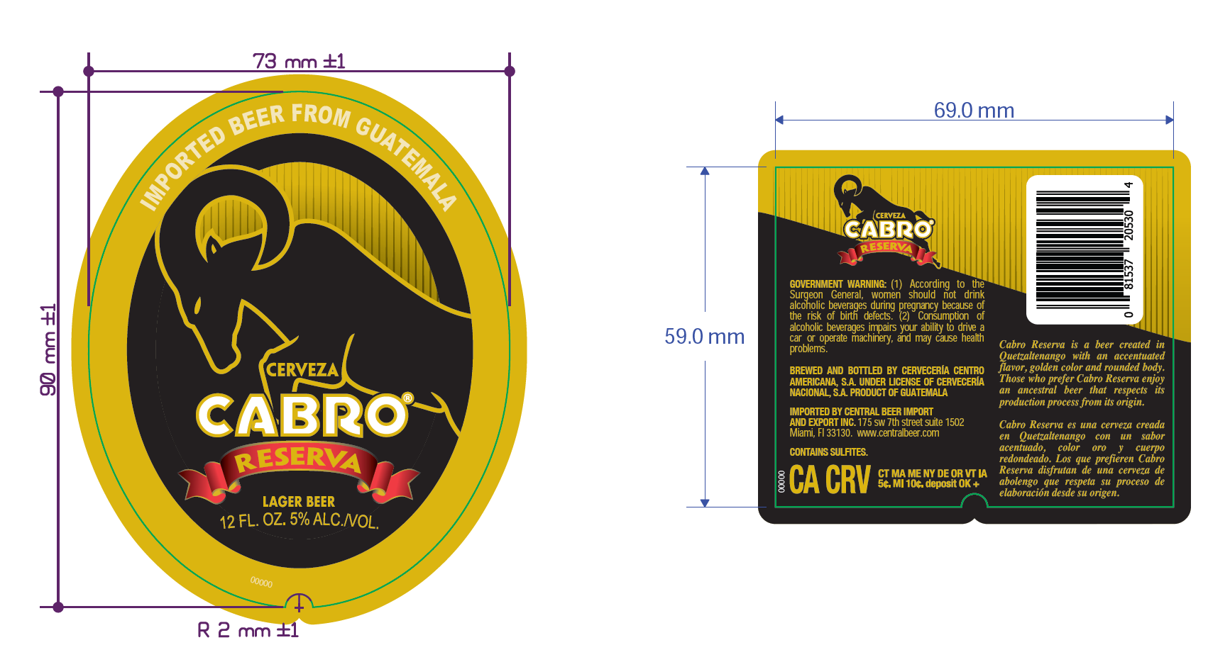 TABC label artwork for CABRO RESERVA
