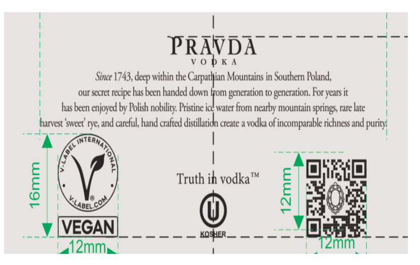 TABC label artwork for PRAVDA Vodka Classic