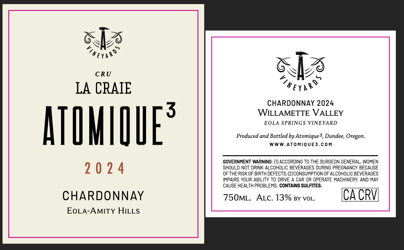 TABC label artwork for ATOMIQUE CHARDONNAY EOLA-AMITY HILLS LA CRAIE EOLA SPRINGS VINEYARD